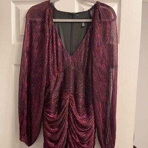 Aqua shimmer dress short v neck size L